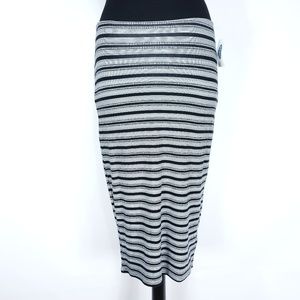 NWT Small Black & White Stripe Jupe Midi Skirt